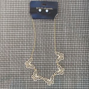 BOLD Elements Gold Tone Butterfly Necklace & Stud Earrings 2-pc. Pearl Set